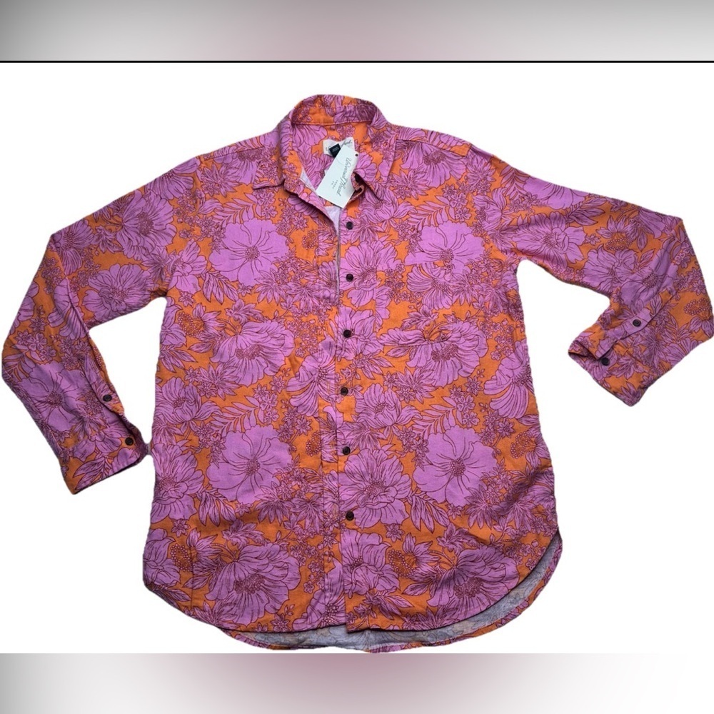 Women's Universal Thread Linen Long Sleeve Collared Button-Down Shirt